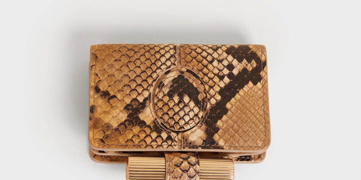 Natural Python-effect Leather Wallet