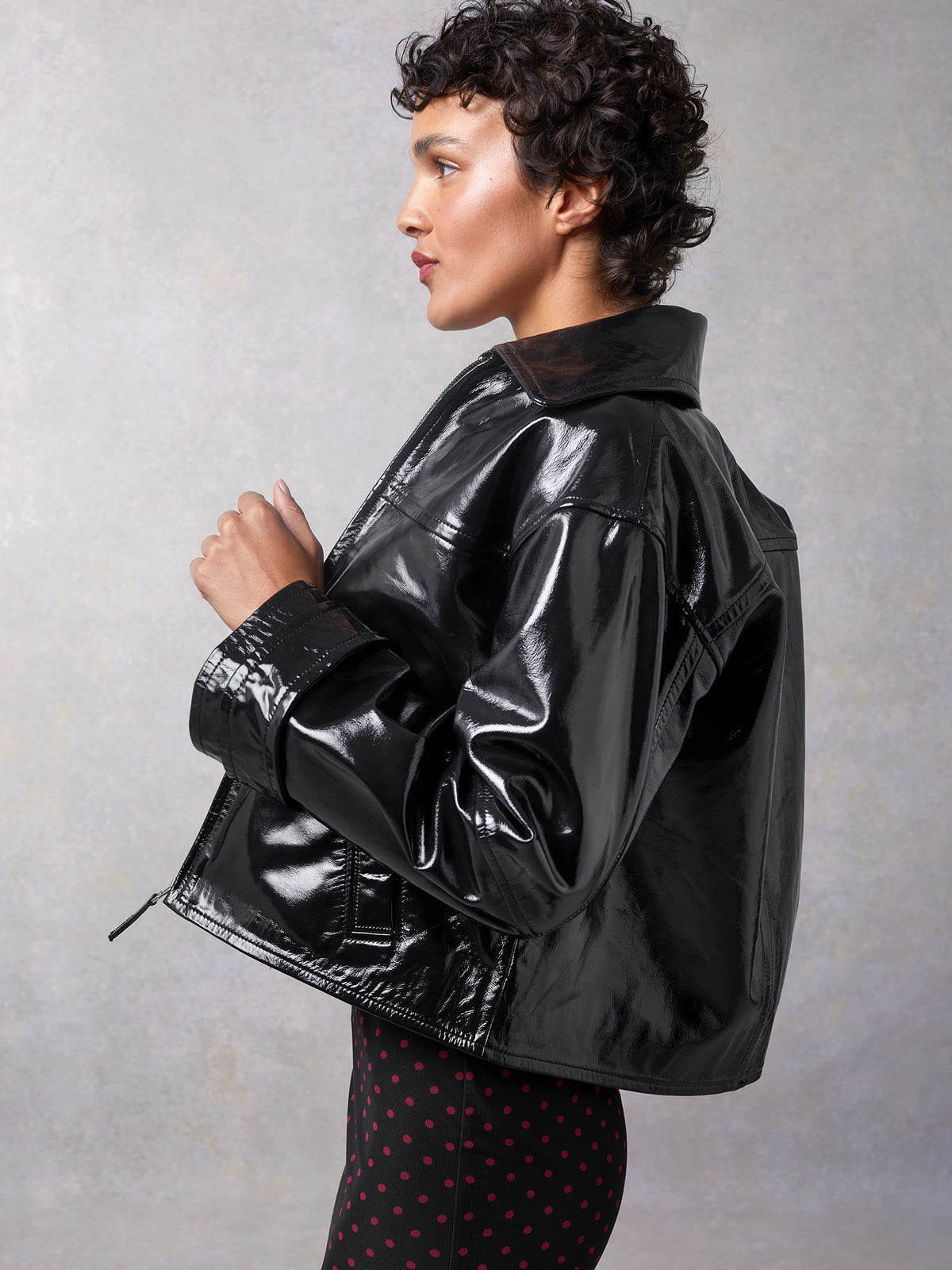 Short jacket in black vinyl leather | Rouje • Rouje Paris