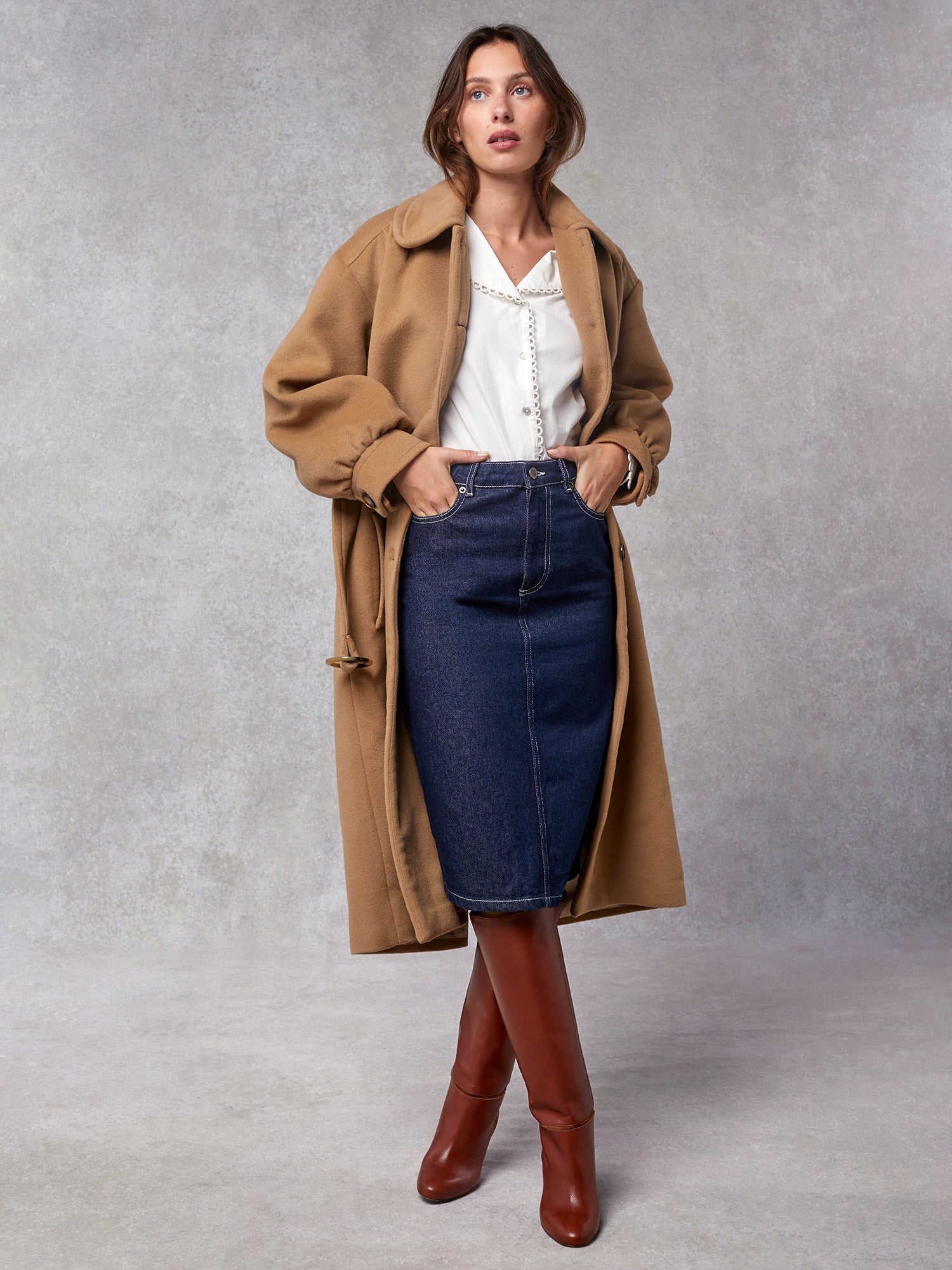 Long, belted camel wool coat | Rouje • Rouje Paris