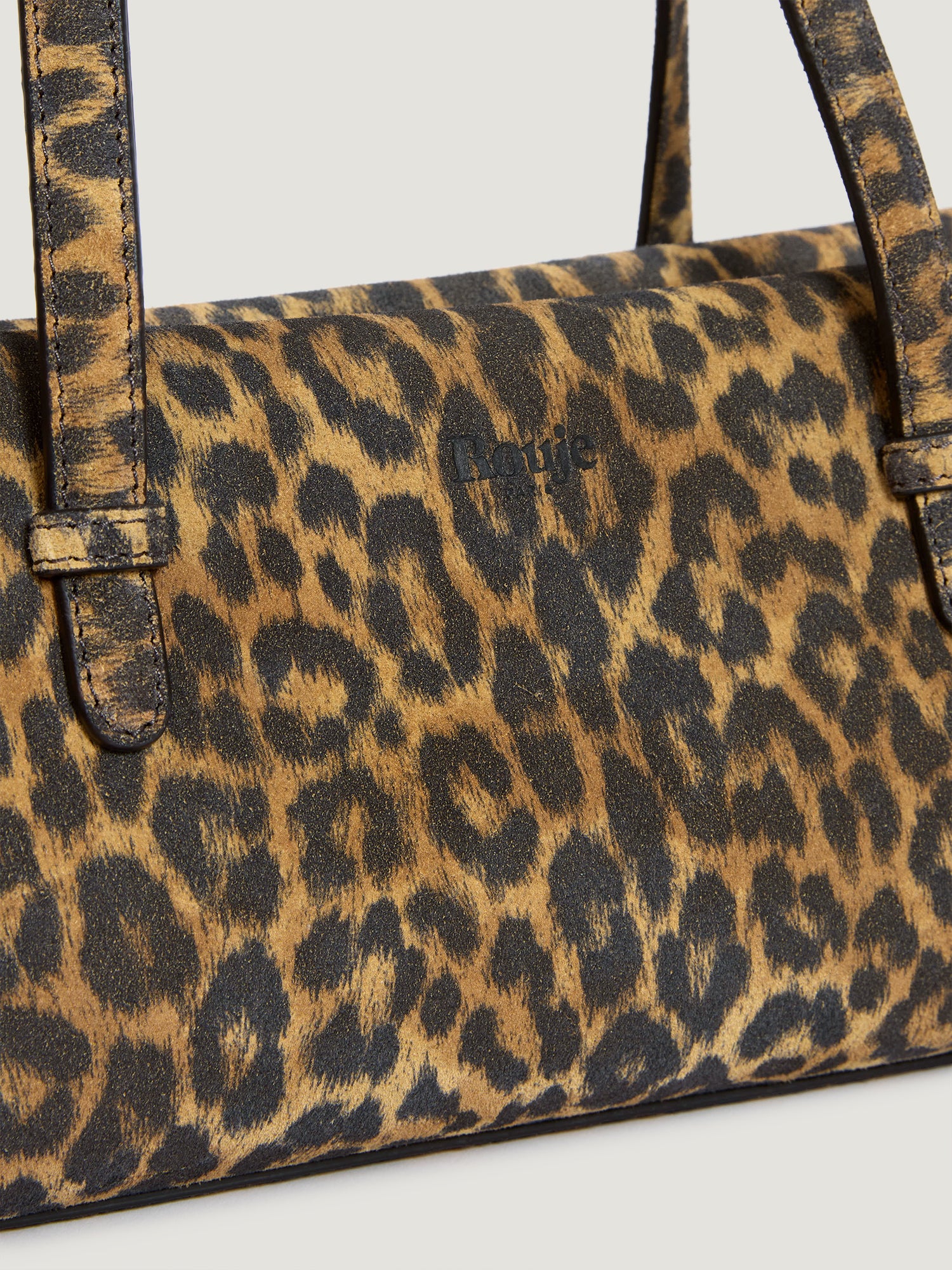 Leopard leather elongated bag | Rouje • Rouje Paris