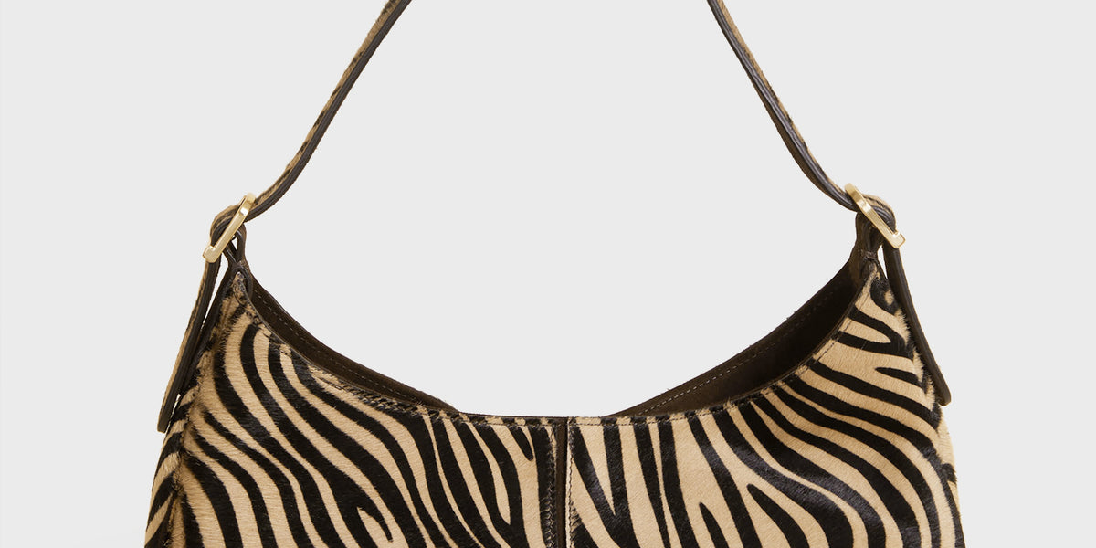 Large beige zebra bag in suede | Rouje • Rouje Paris