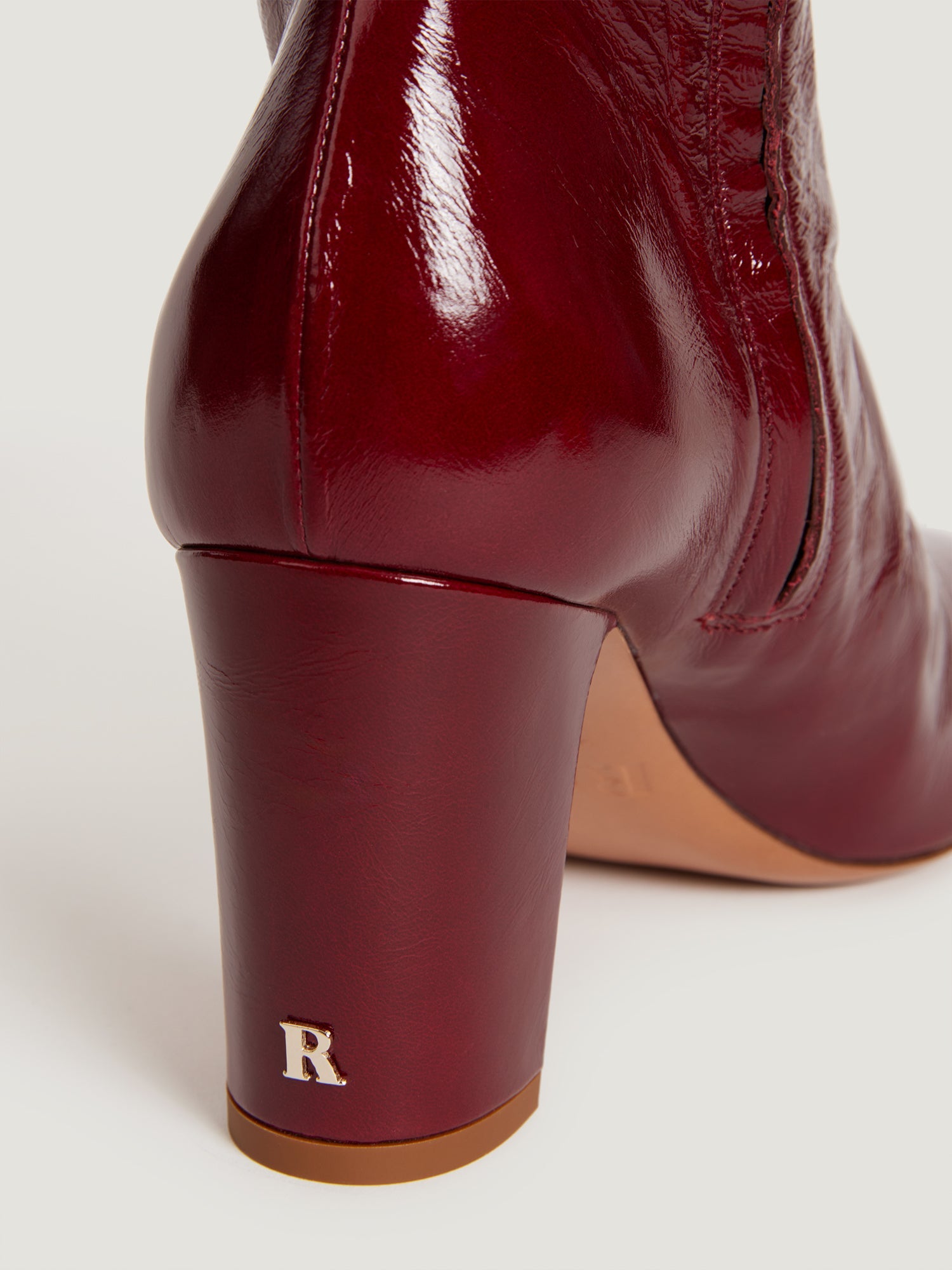 Burgundy Crackled Patent Leather Boots