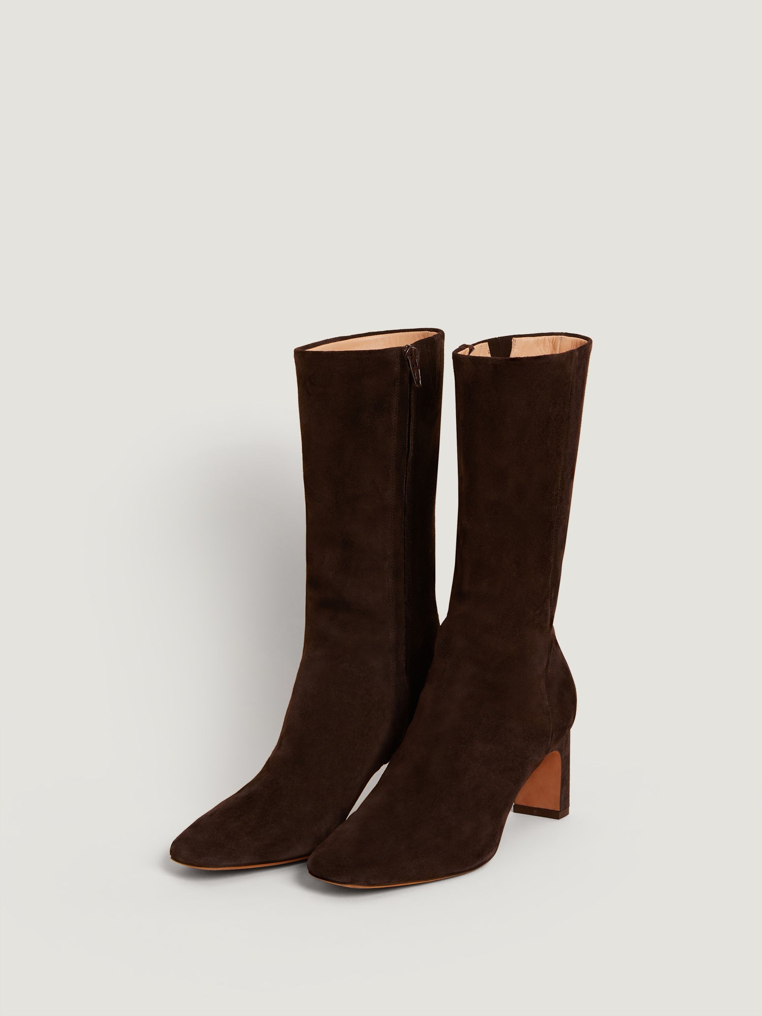 Ebony suede leather ankle boots with heel | Rouje • Rouje Paris