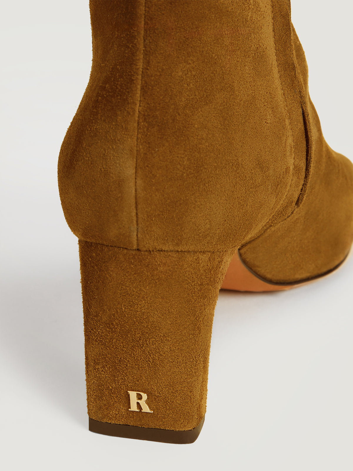 Khaki suede leather ankle boots with heel