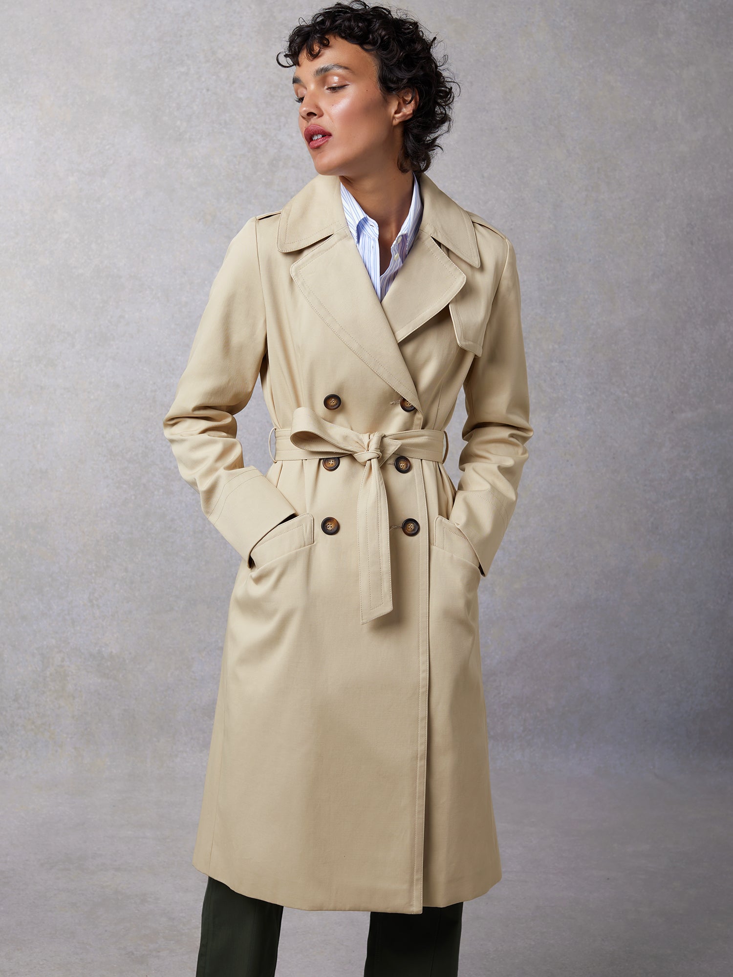 Trench coat in sand-colored gabardine | Rouje • Rouje Paris