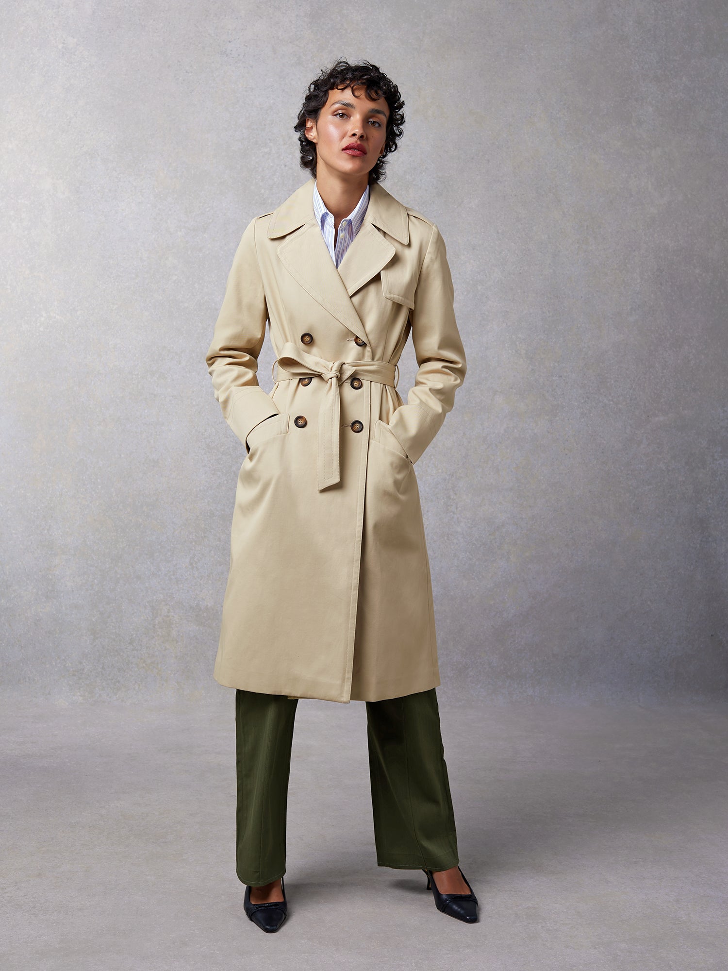 Trench coat in sand-colored gabardine | Rouje • Rouje Paris