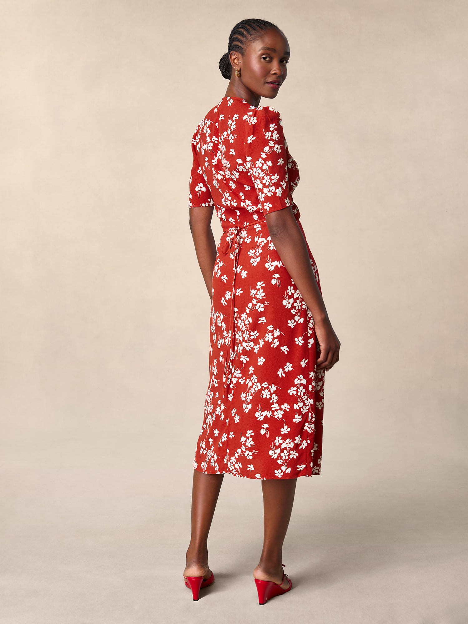 Red cherry printed wrap dress | Rouje • Rouje Paris