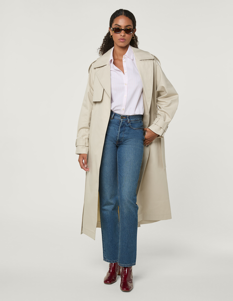 Long oversized gabardine trench coat | Rouje • Rouje Paris