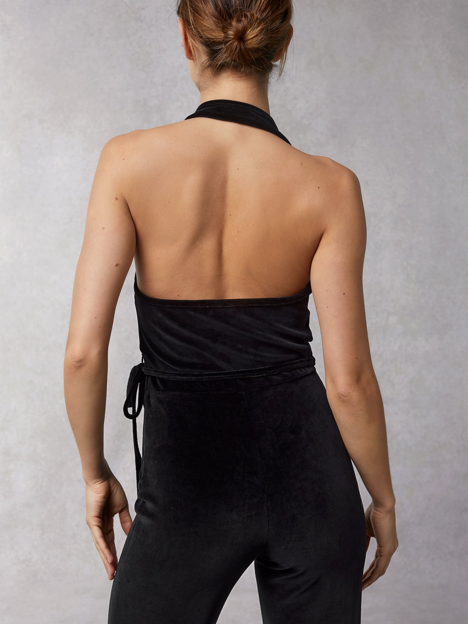 Straight backless velvet jumpsuit | Rouje • Rouje Paris