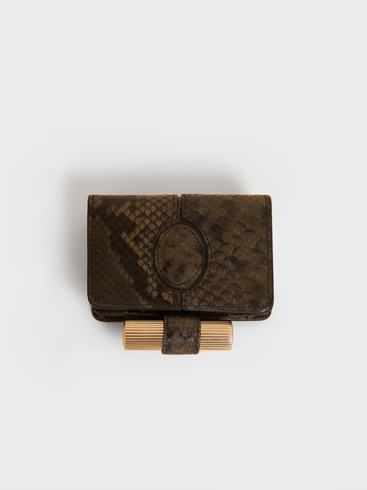 Khaki python-like leather wallet