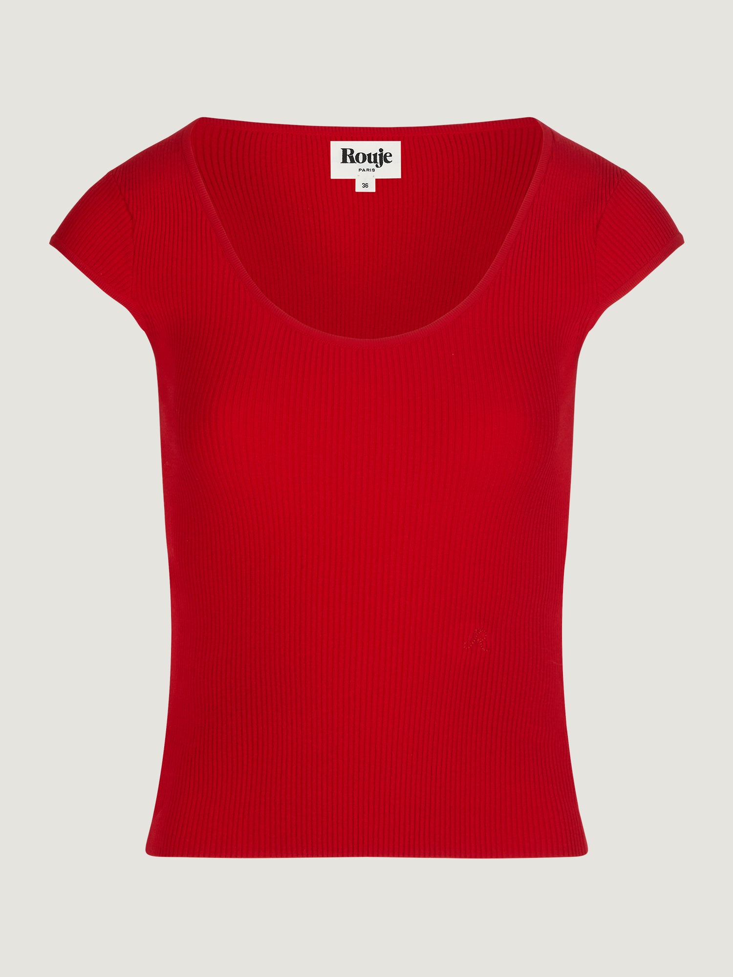 Ribbed knit top with trapeze neckline | Rouje • Rouje Paris