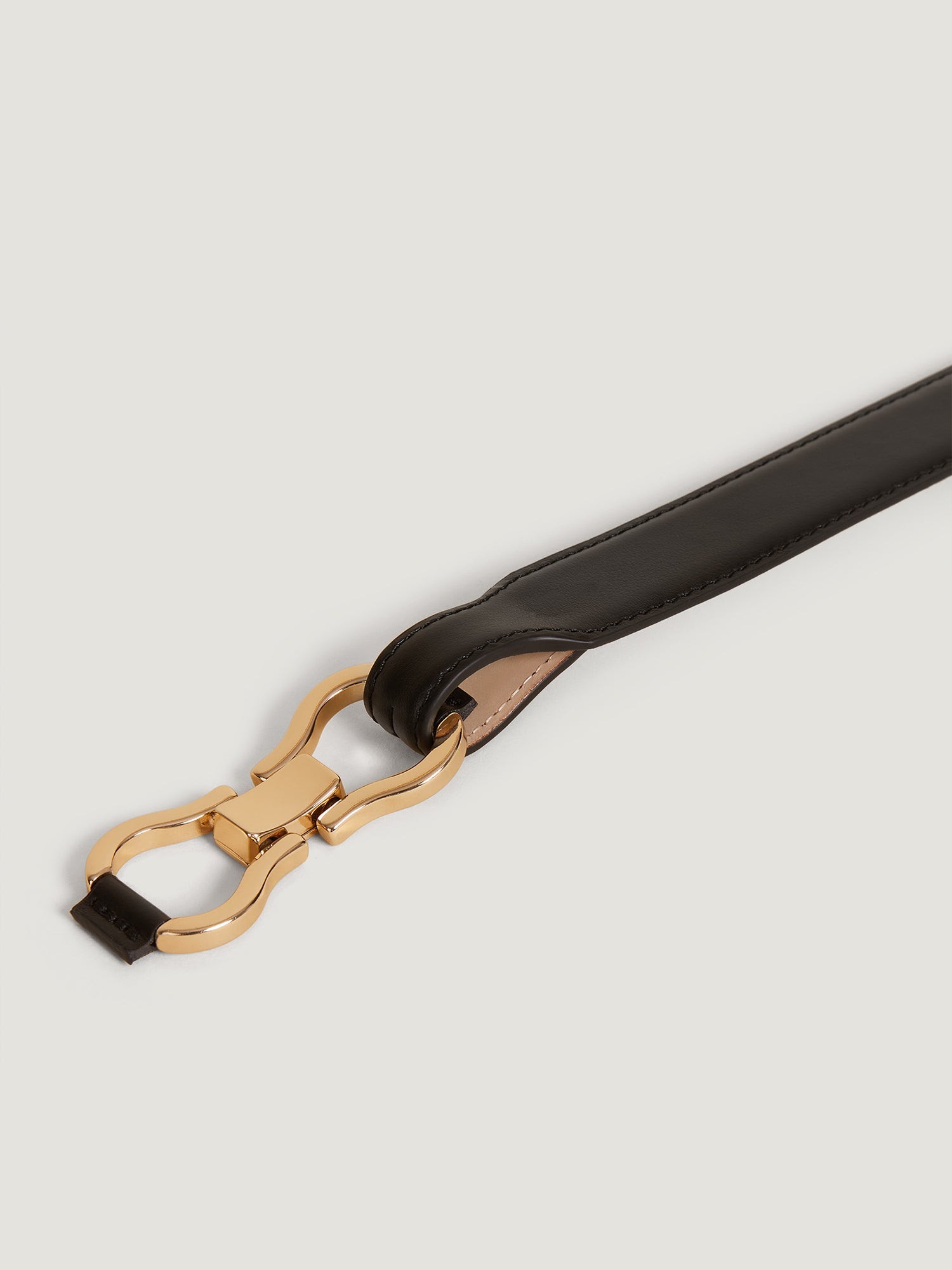 Black double-buckle leather belt | Rouje • Rouje Paris