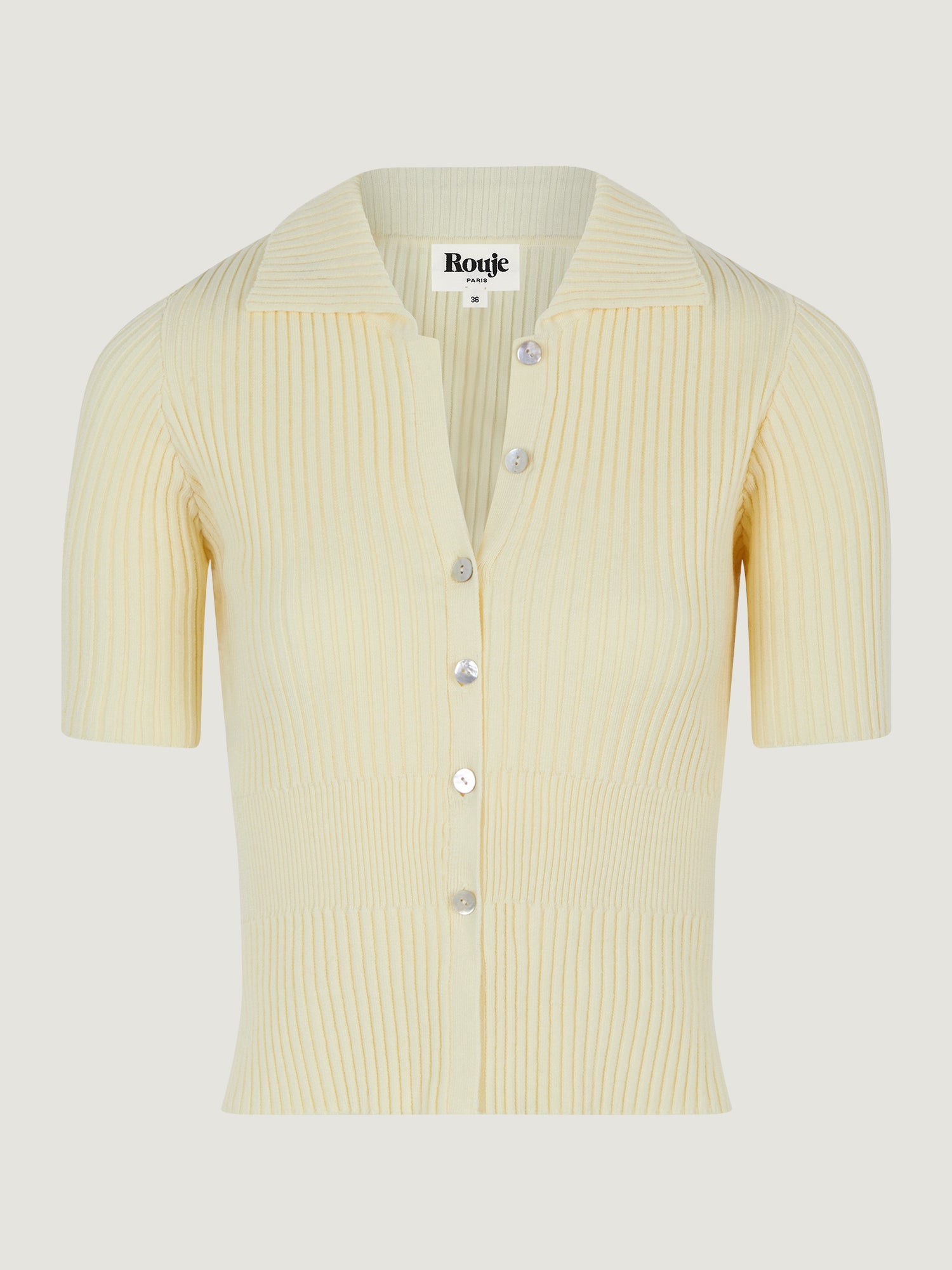 Polo-style cardigan in ribbed jersey | Rouje • Rouje Paris