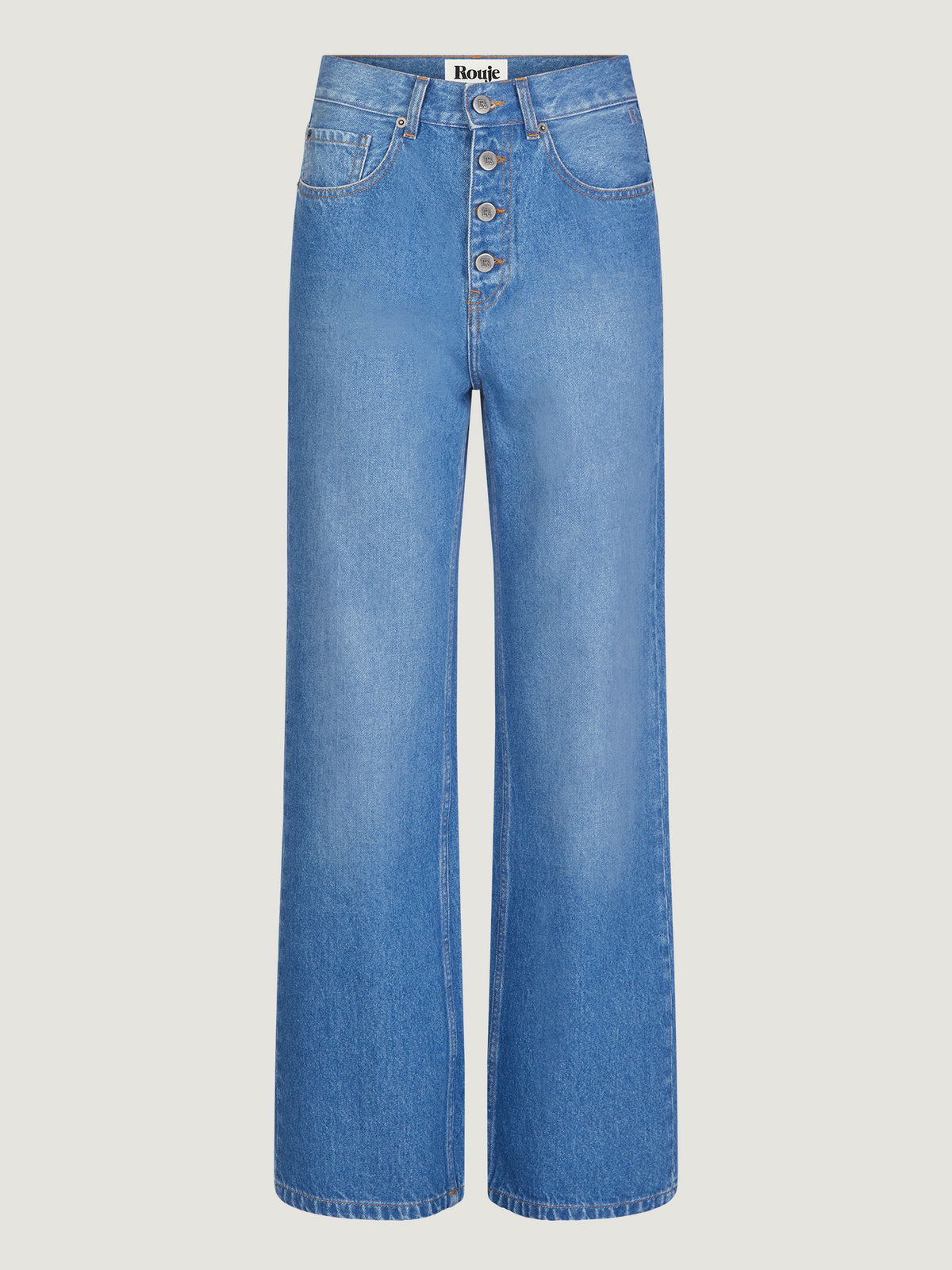 Long flare jeans with front pockets