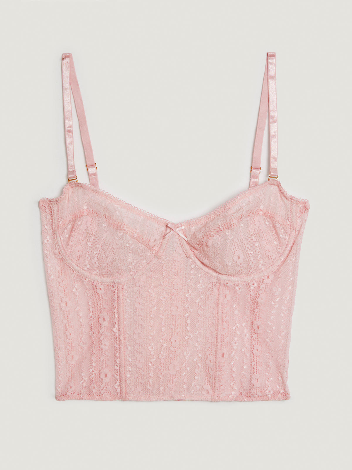 Pink underwire and lace bustier
