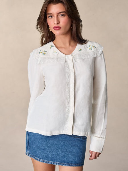 Romantic linen and lace blouse | Rouje • Rouje Paris
