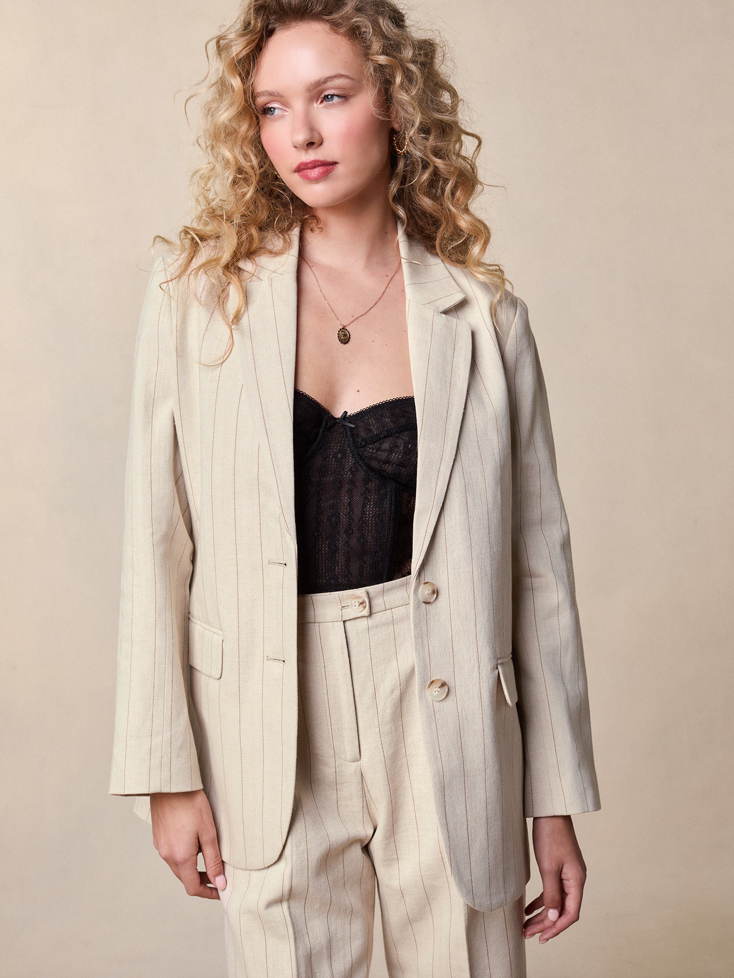 Beige oversized tailored jacket | Rouje • Rouje Paris