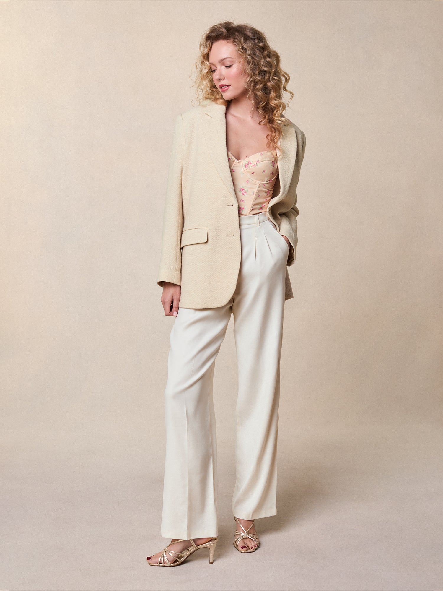 Beige oversized tailored jacket | Rouje • Rouje Paris