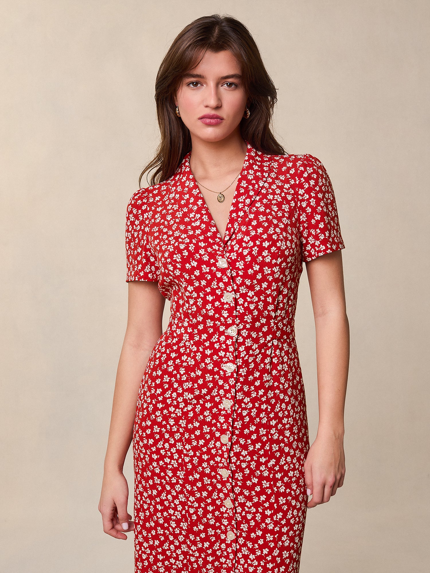 Short-sleeve buttoned midi dress | Rouje • Rouje Paris