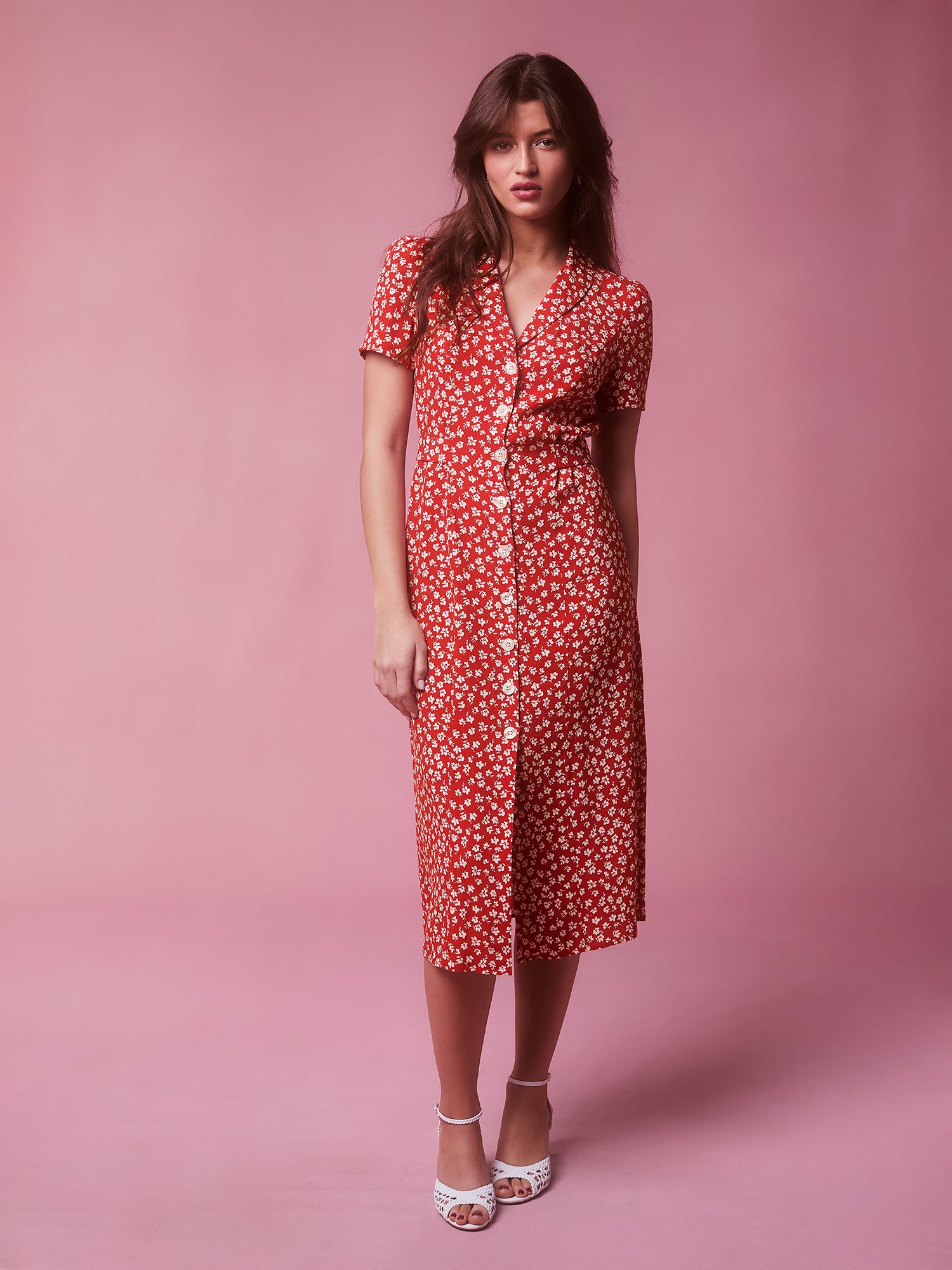 Short-sleeve buttoned midi dress | Rouje • Rouje Paris