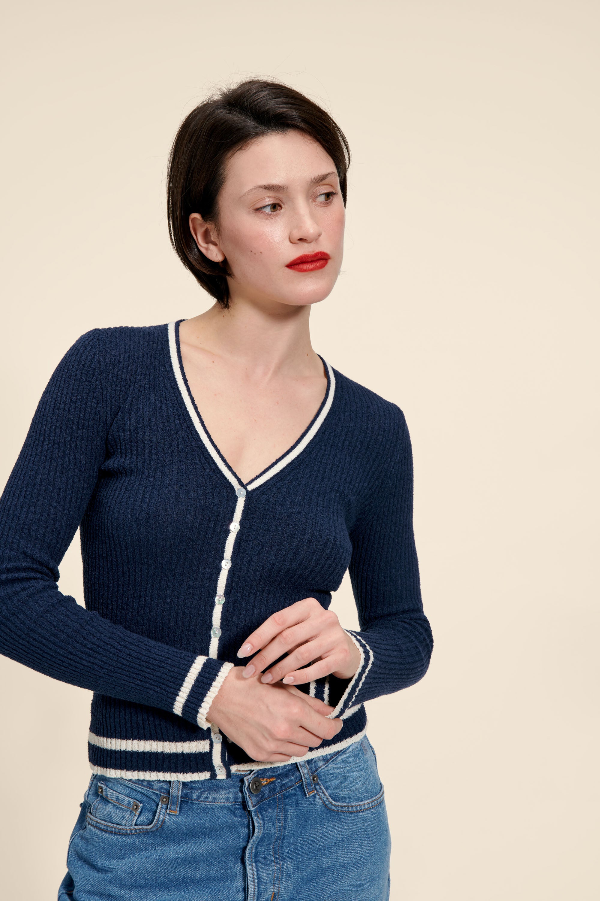 Long-sleeved ribbed terry cardigan | Rouje • Rouje Paris