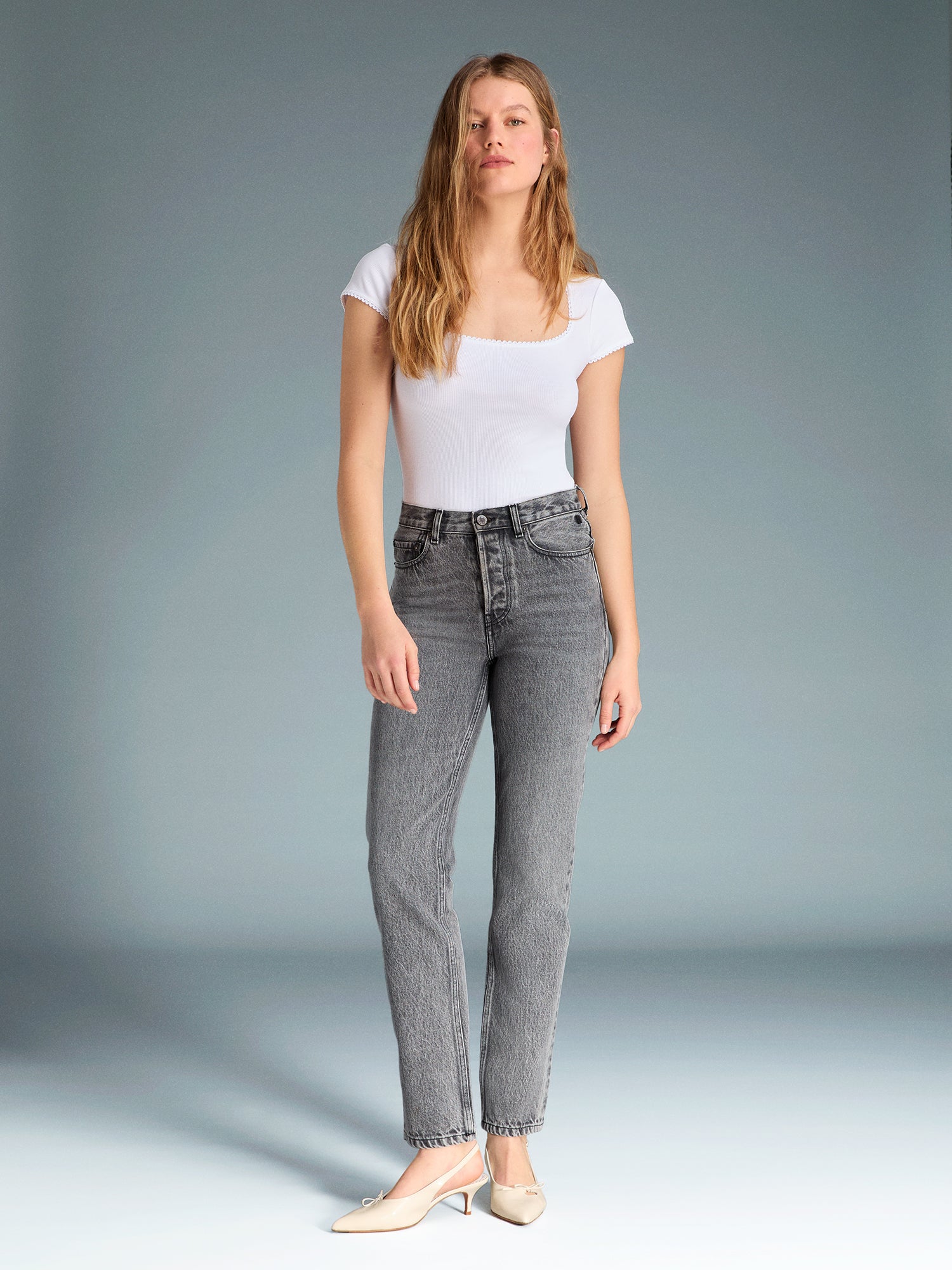 Faded black straight jeans with vintage fit | Rouje • Rouje